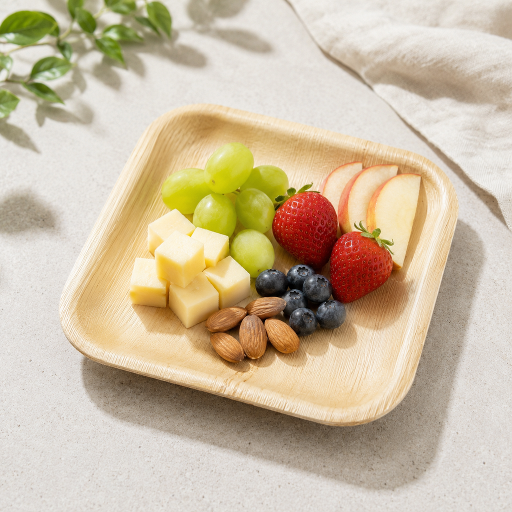 Square Areca Leaf Plate - 06 Inches | Orika Naturals