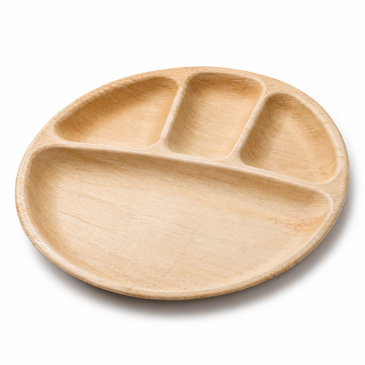 Round Areca Leaf Partition Plate - 12 Inches, 4 Compartments | Orika Naturals