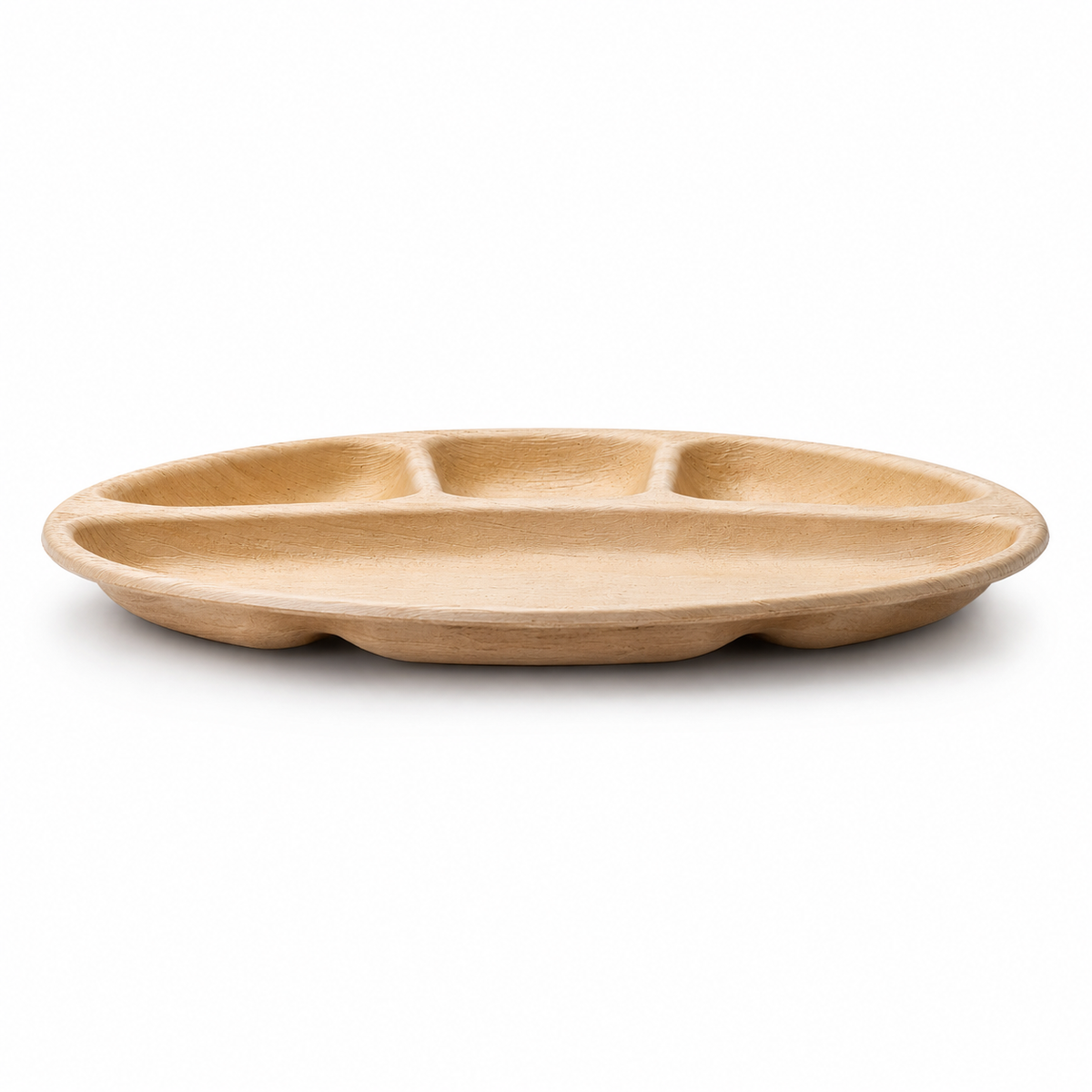Round Areca Leaf Partition Plate - 12 Inches, 4 Compartments | Orika Naturals