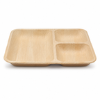 Square Areca Leaf Partition Plate - 10 Inches, 3 Compartments | Orika Naturals