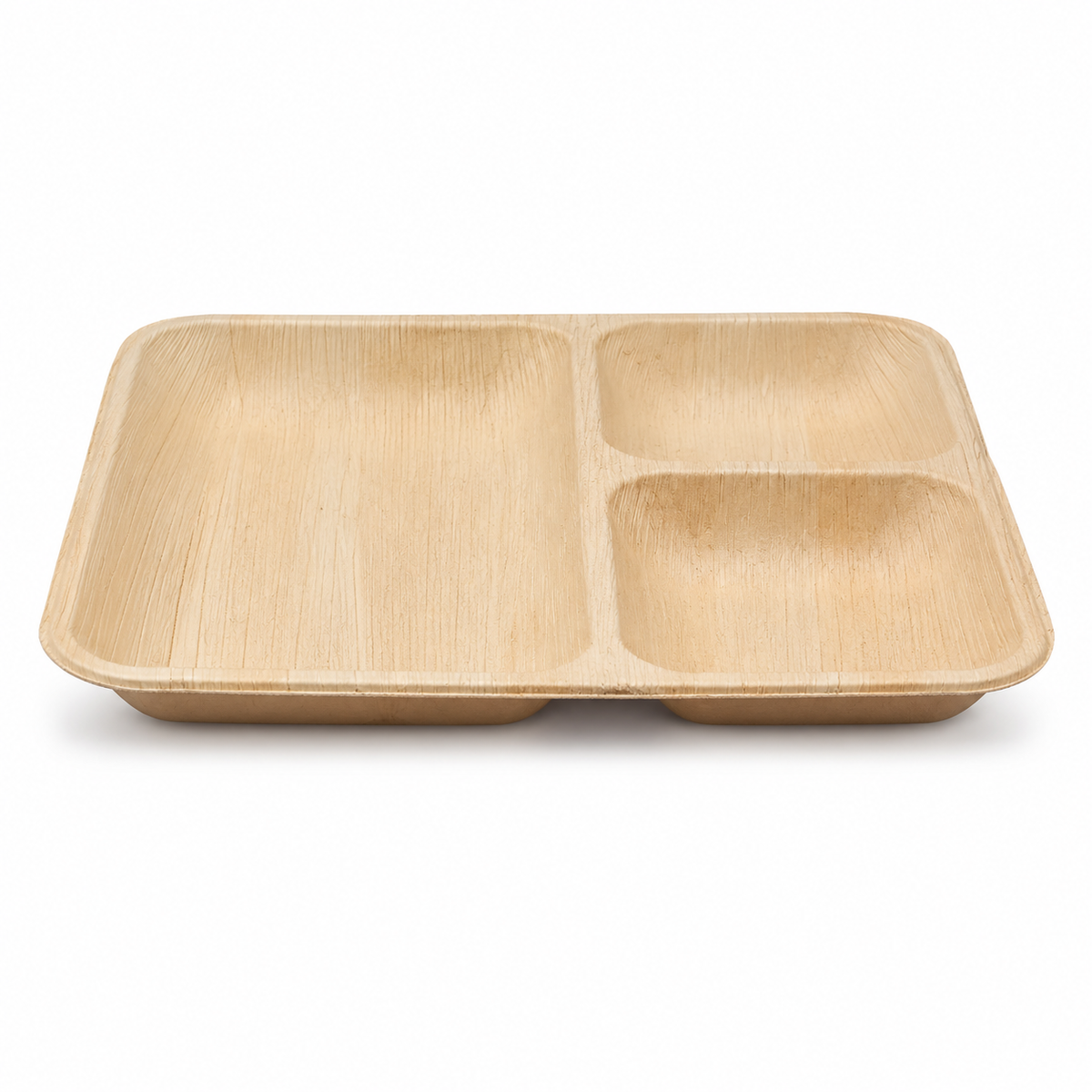 Square Areca Leaf Partition Plate - 10 Inches, 3 Compartments | Orika Naturals