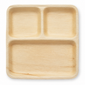 Square Areca Leaf Partition Plate - 10 Inches, 3 Compartments | Orika Naturals