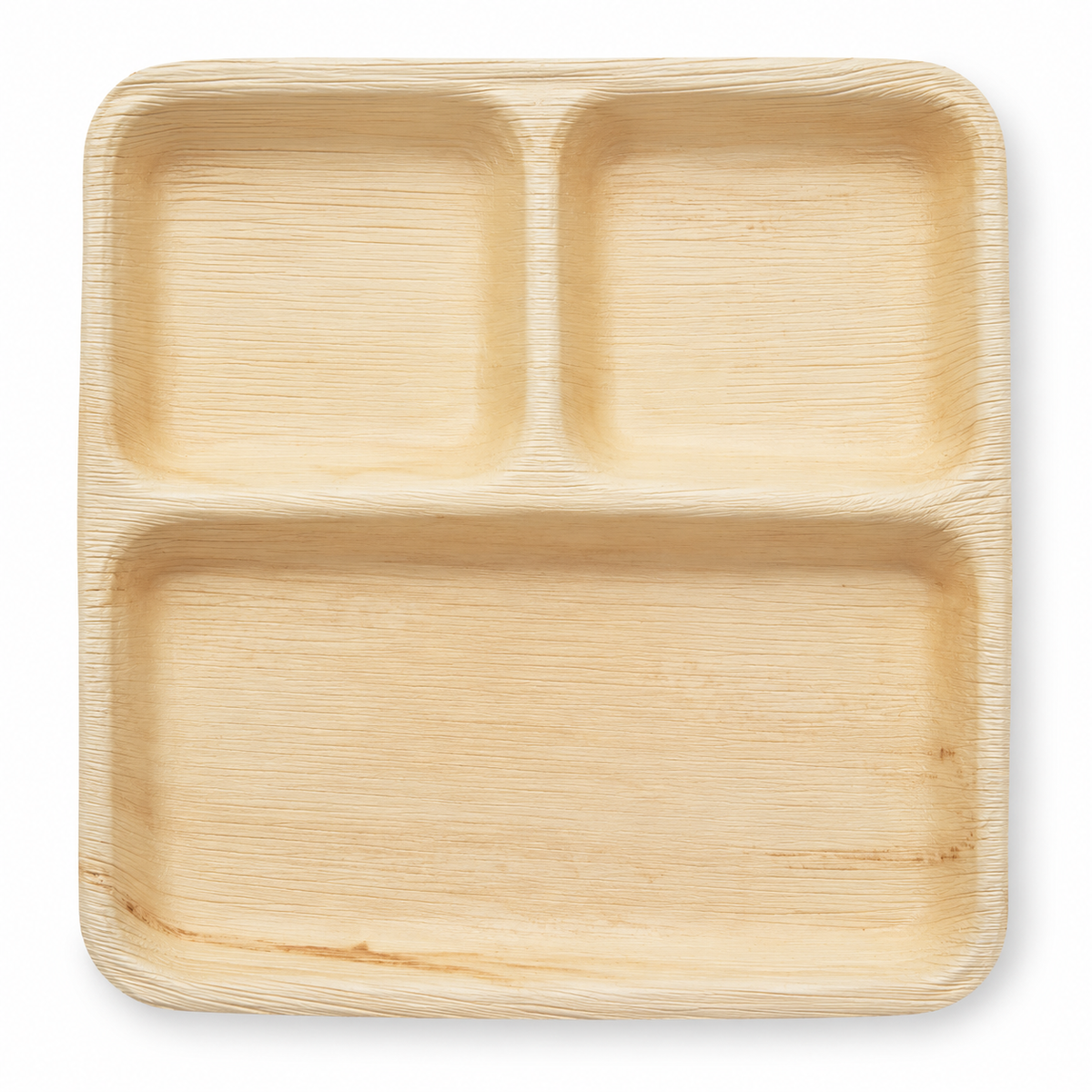 Square Areca Leaf Partition Plate - 10 Inches, 3 Compartments | Orika Naturals