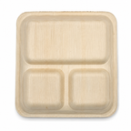 Square Areca Leaf Partition Plate - 10 Inches, 3 Compartments | Orika Naturals