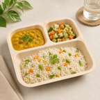 Square Areca Leaf Partition Plate - 10 Inches, 3 Compartments | Orika Naturals