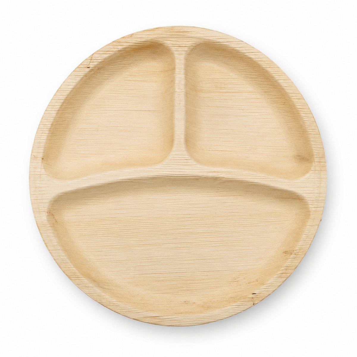 Round Areca Leaf Partition Plate - 10 Inches, 3 Compartments | Orika Naturals
