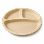 Round Areca Leaf Partition Plate - 10 Inches, 3 Compartments | Orika Naturals