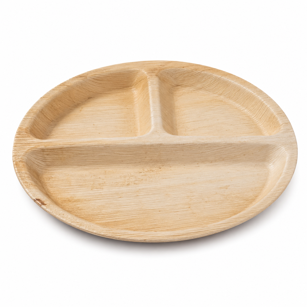 Round Areca Leaf Partition Plate - 10 Inches, 3 Compartments | Orika Naturals
