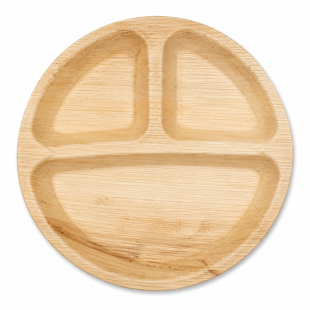 Round Areca Leaf Partition Plate - 10 Inches, 3 Compartments | Orika Naturals