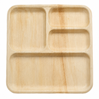 Square Areca Leaf Partition Plate - 10 Inches, 4 Compartments | Orika Naturals