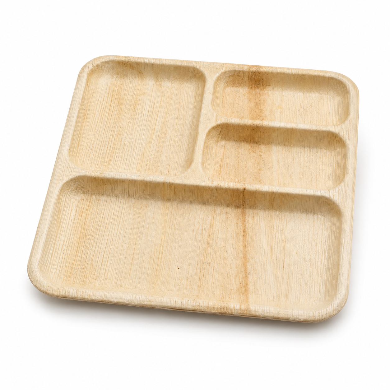 Square Areca Leaf Partition Plate - 10 Inches, 4 Compartments | Orika Naturals