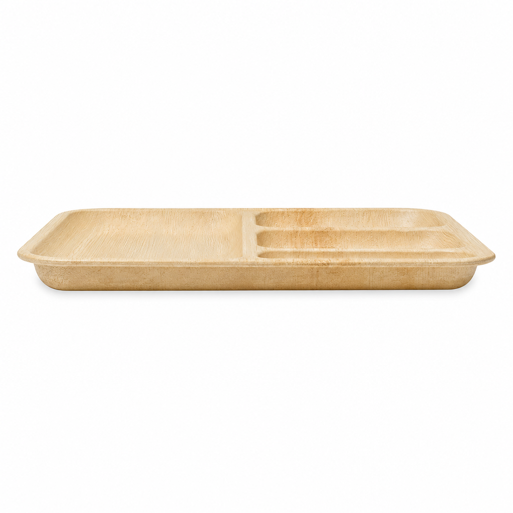 Square Areca Leaf Partition Plate - 10 Inches, 4 Compartments | Orika Naturals