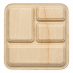 Square Areca Leaf Partition Plate - 10 Inches, 4 Compartments | Orika Naturals