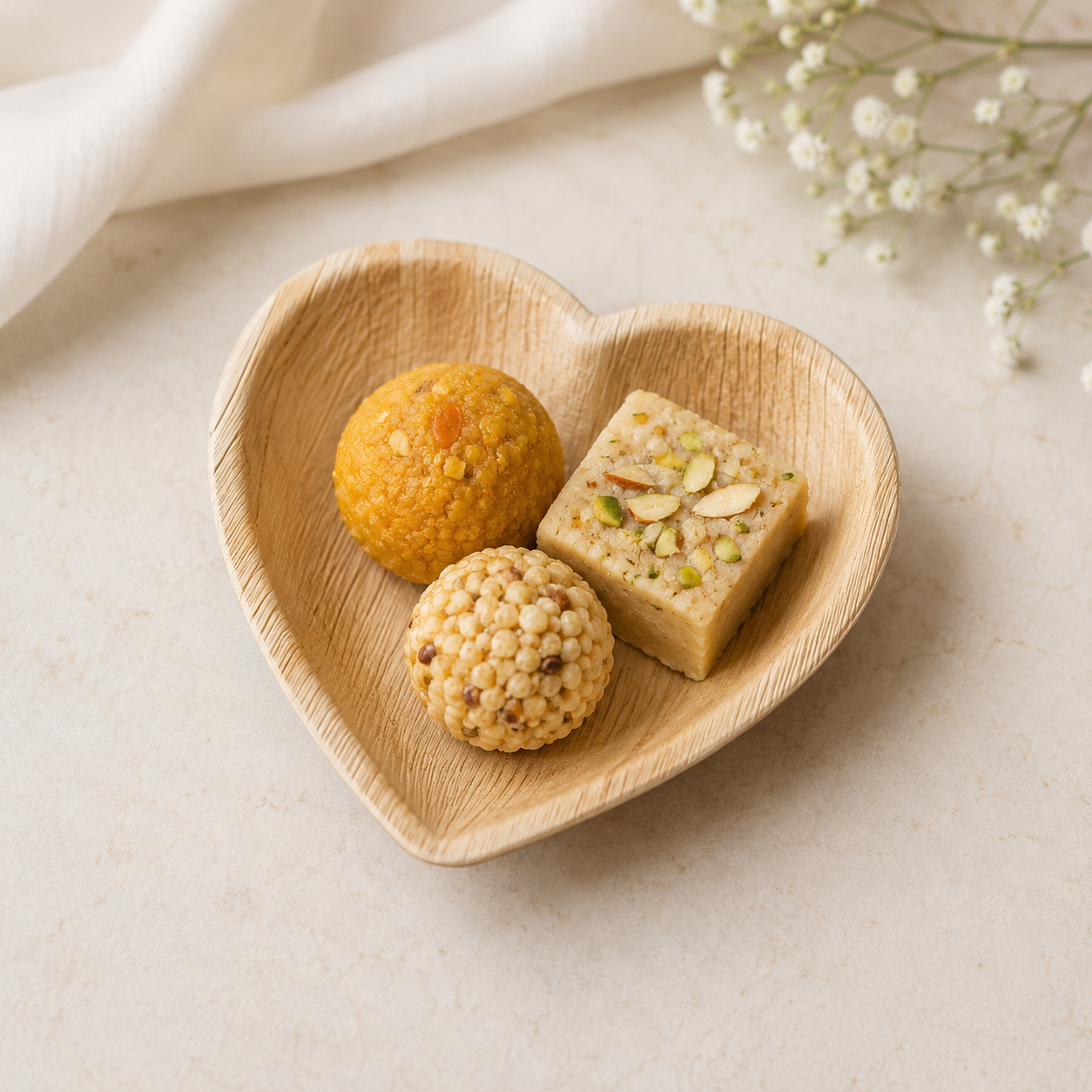 Heart-Shaped Areca Leaf Plate - 04 Inches | Orika Naturals